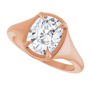 10K Rose Gold 9x7 mm Elongated Cushion Ring Mounting – image 8