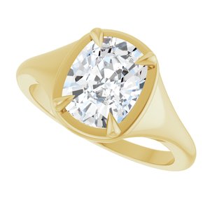 10K Yellow Gold 9x7 mm Elongated Cushion Ring Mounting – image 8