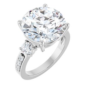10K White Gold 13 mm Round Ring Mounting