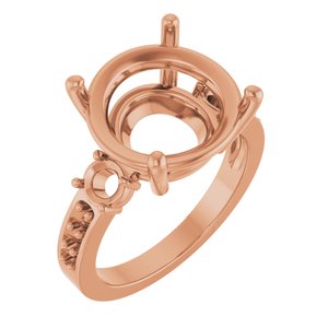 10K Rose Gold 13 mm Round Ring Mounting – image 2