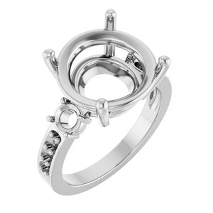 14K X1 White Gold 13 mm Round Ring Mounting – image 2