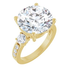 18K Yellow Gold 13 mm Round Ring Mounting