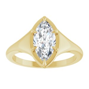 18K Yellow Gold 11x5.5 mm Marquise Ring Mounting – image 5