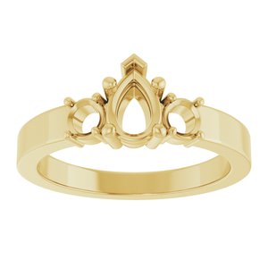 14K Yellow Gold 6.5x4.5 mm Pear Ring Mounting – image 6