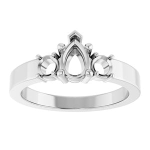 18K White Gold 6.5x4.5 mm Pear Ring Mounting – image 6