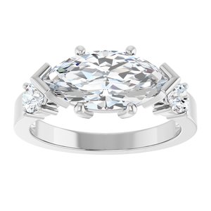 14K X1 White Gold 13x6.5 mm Marquise Ring Mounting – image 5