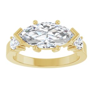 10K Yellow Gold 13x6.5 mm Marquise Ring Mounting – image 5