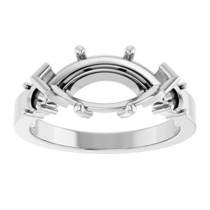 10K White Gold 13x6.5 mm Marquise Ring Mounting – image 6