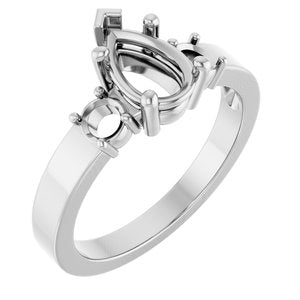 14K White Gold 8.5x5.5 mm Pear Ring Mounting – image 2