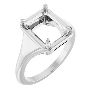 10K White Gold 10x8 mm Emerald Ring Mounting – image 2
