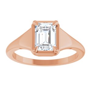 18K Rose Gold 7x5 mm Emerald Ring Mounting – image 5