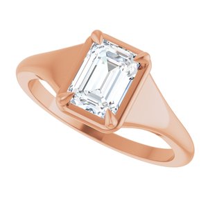 10K Rose Gold 7x5 mm Emerald Ring Mounting – image 8
