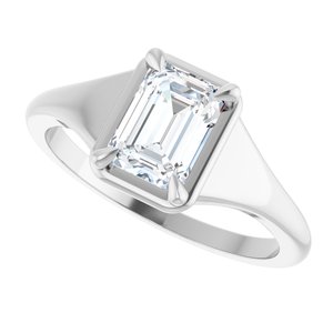 10K White Gold 7x5 mm Emerald Ring Mounting – image 8