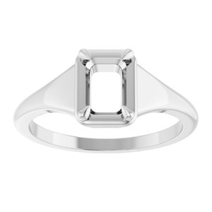 14K X1 White Gold 6.5x4.5 mm Emerald Ring Mounting – image 6