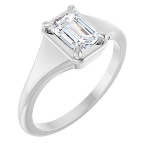 14K White Gold 6.5x4.5 mm Emerald Ring Mounting