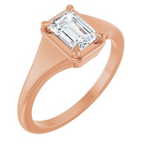 18K Rose Gold 6.5x4.5 mm Emerald Ring Mounting