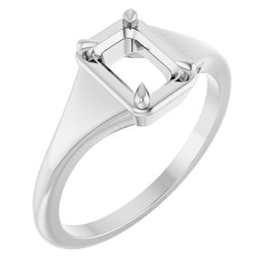 18K White Gold 6.5x4.5 mm Emerald Ring Mounting – image 2
