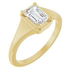 14K Yellow Gold 6.5x4.5 mm Emerald Ring Mounting