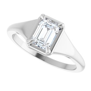 18K White Gold 6.5x4.5 mm Emerald Ring Mounting – image 8