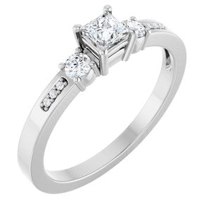 10K White Gold 3.25x3.25 mm Square Ring Mounting