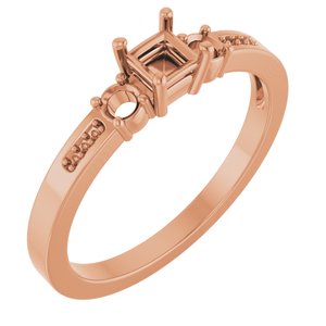 10K Rose Gold 3.25x3.25 mm Square Ring Mounting – image 2