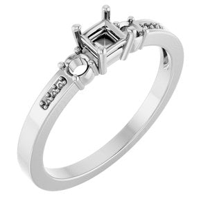 Continuum Sterling Silver 3.25x3.25 mm Square Ring Mounting – image 2