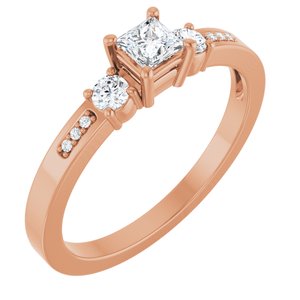 18K Rose Gold 3.25x3.25 mm Square Ring Mounting