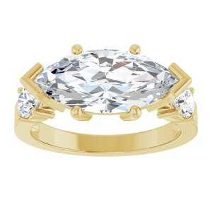 14K Yellow Gold 15x7 mm Marquise Ring Mounting – image 5
