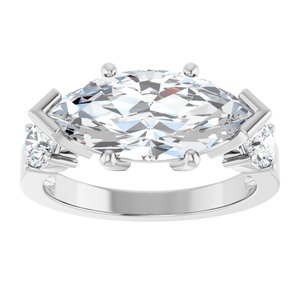 10K White Gold 15x7 mm Marquise Ring Mounting – image 5