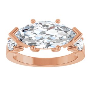 10K Rose Gold 15x7 mm Marquise Ring Mounting – image 5