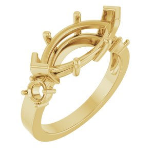 14K Yellow Gold 15x7 mm Marquise Ring Mounting – image 2