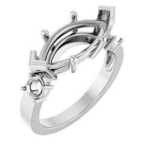 10K White Gold 15x7 mm Marquise Ring Mounting – image 2