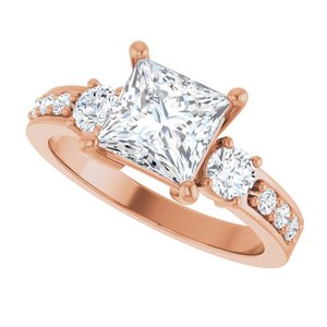 10K Rose Gold 6.5x6.5 mm Square Ring Mounting – image 8