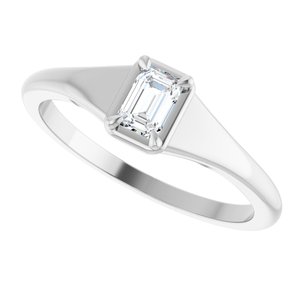 14K X1 White Gold 4.5x3 mm Emerald Ring Mounting – image 8