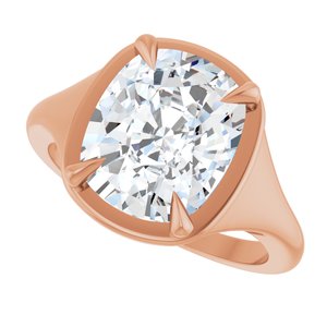 10K Rose Gold 11x9 mm Elongated Cushion Ring Mounting – image 8