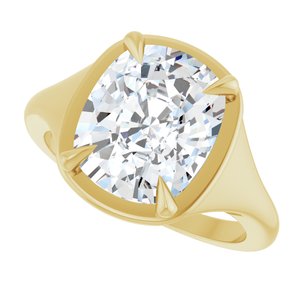 14K Yellow Gold 11x9 mm Elongated Cushion Ring Mounting – image 8