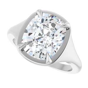 10K White Gold 11x9 mm Elongated Cushion Ring Mounting – image 8