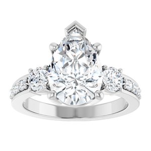 14K X1 White Gold 12x8 mm Pear Ring Mounting – image 5
