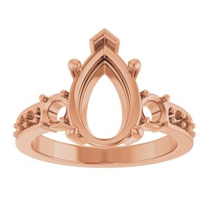 10K Rose Gold 12x8 mm Pear Ring Mounting – image 6