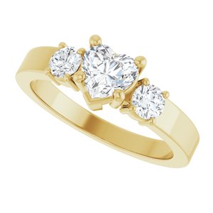 14K Yellow Gold 5.5x5.5 mm Heart Ring Mounting – image 8