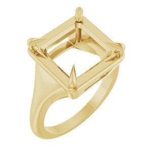 14K Yellow Gold 10x10 mm Square Ring Mounting – image 2