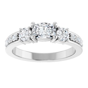 10K White Gold 6x4 mm Elongated Cushion Ring Mounting – image 5