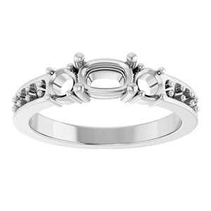 14K X1 White Gold 6x4 mm Elongated Cushion Ring Mounting – image 6