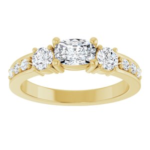 10K Yellow Gold 6x4 mm Elongated Cushion Ring Mounting – image 5