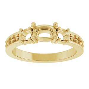 14K Yellow Gold 6x4 mm Elongated Cushion Ring Mounting – image 6