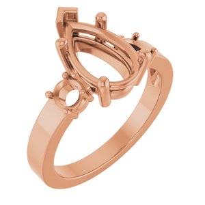 10K Rose Gold 11.5x7 mm Pear Ring Mounting – image 2