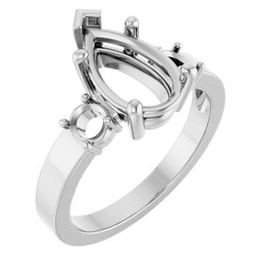 10K White Gold 11.5x7 mm Pear Ring Mounting – image 2