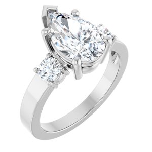 14K White Gold 11.5x7 mm Pear Ring Mounting