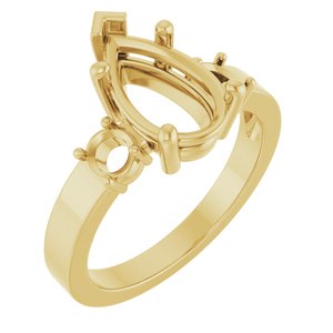 10K Yellow Gold 11.5x7 mm Pear Ring Mounting – image 2