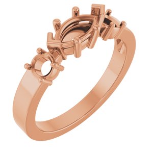 14K Rose Gold 8x4 mm Marquise Ring Mounting – image 2